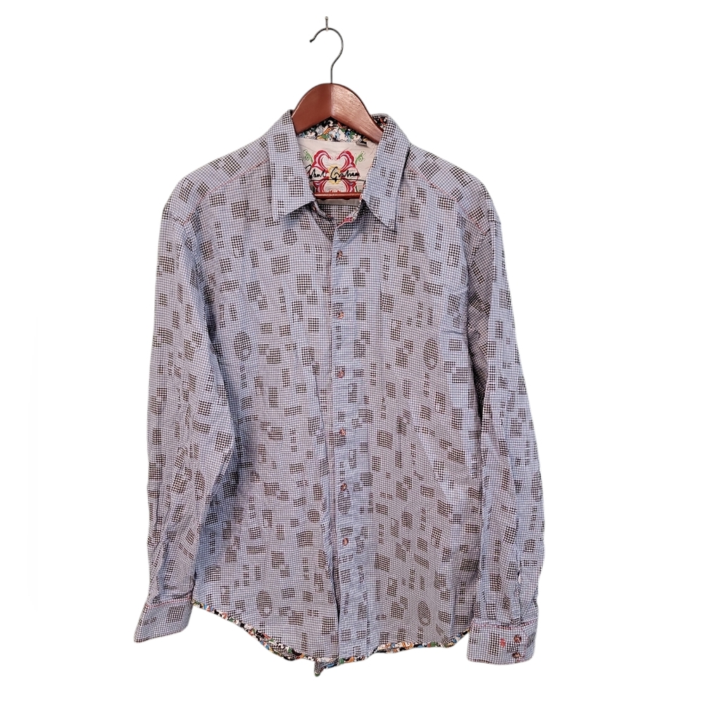 Robert Graham Wisdom Truth‎ Knowledge Geometric Mens Button Front Shirt XL